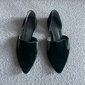 Jenni Kayne Velvet D’Orsay Flats | Emerald Green Pointed Toe | Size 39